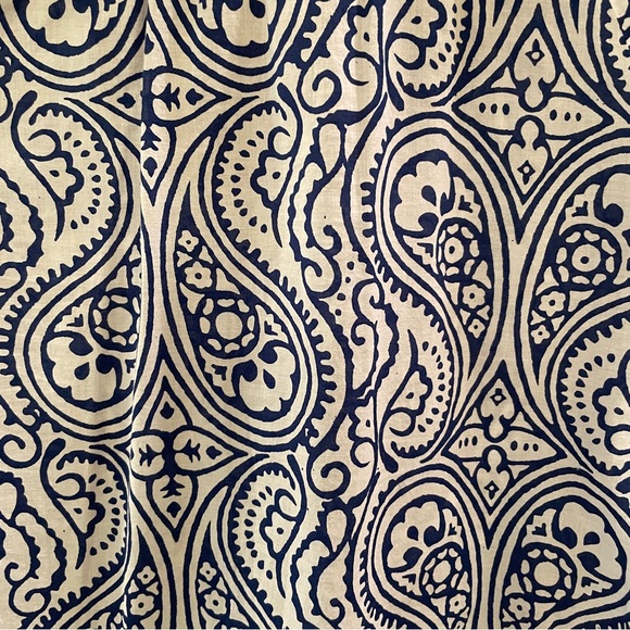 Talbots Blue Yellow White Beaded V-neck Tunic Top Size M Adjustable Sleeve - Picture 10 of 17